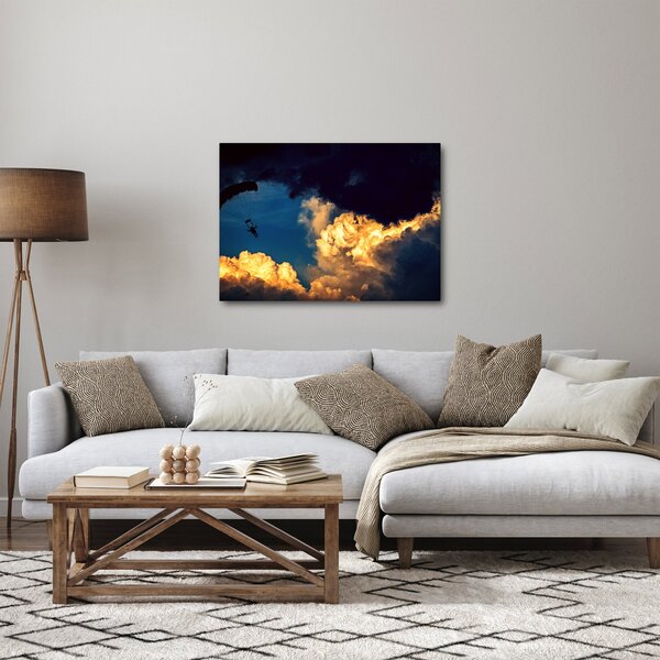Obraz parašutisty v oblacích (70x50 cm)