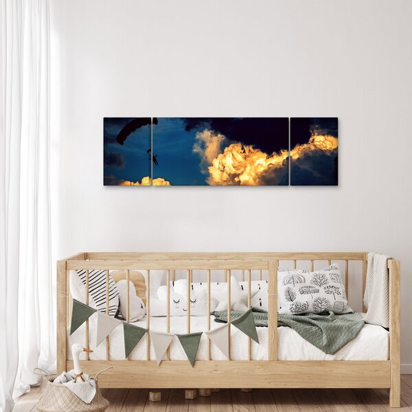 Obraz parašutisty v oblacích (170x50 cm)