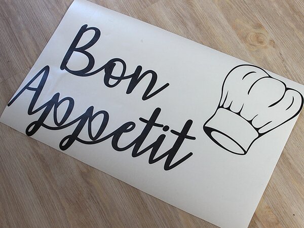 Bon Appetit s kuchařskou čepicí samolepka na zeď 50 x 30 cm