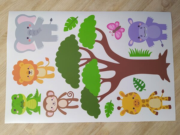 Strom ze ZOO textilní přelepitelné samolepky na zeď arch 50 x 75 cm