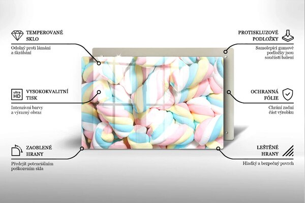 Skleněná deska do kuchyně Barevné marshmallows