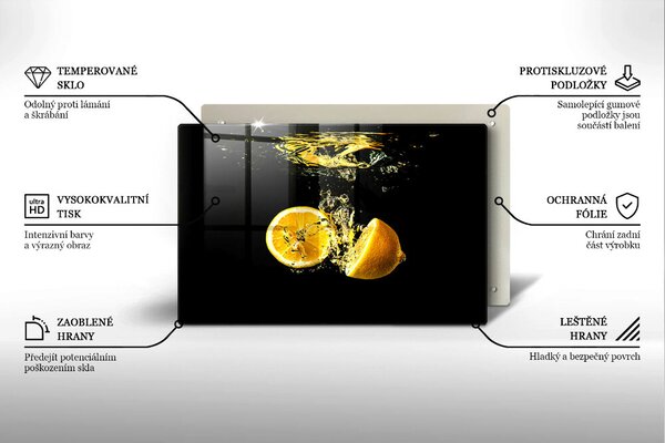 Krájecí prkénko skleněné Šťavnaté citronové ovoce