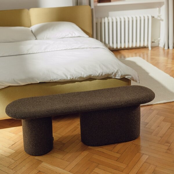 Noo.ma Hnědá bouclé lavice Rull 130 cm