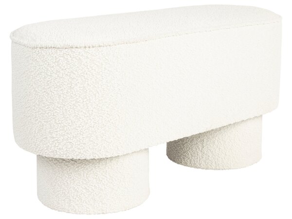 White Label Bílá bouclé lavice WLL MARCOS 93 cm