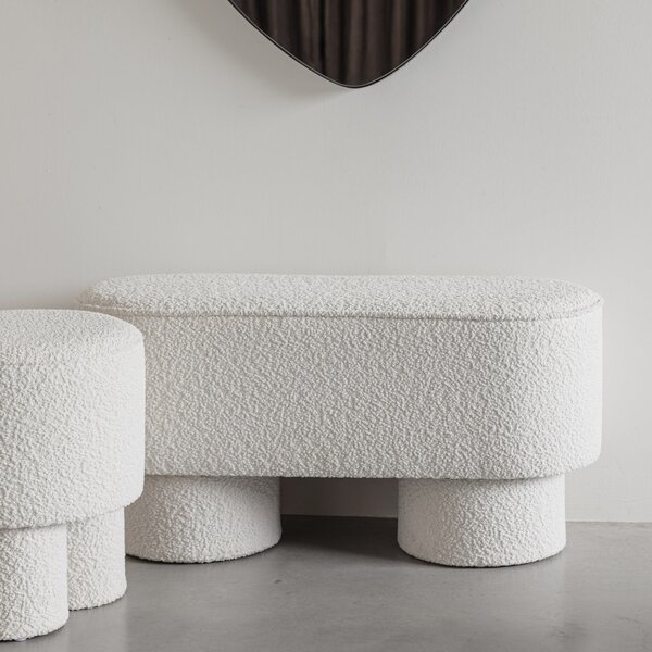 White Label Bílá bouclé stolička WLL MARCOS 44 cm