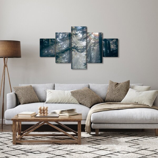 Obraz stromů s průsvitajícím sluncem (125x70 cm)