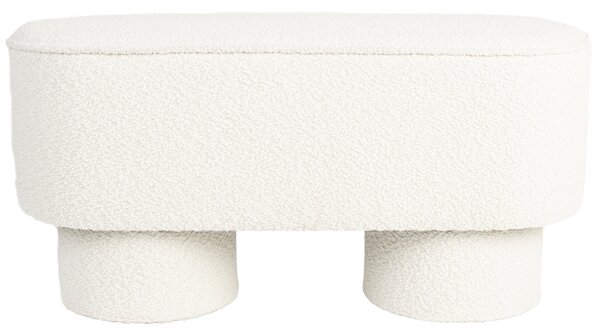 White Label Bílá bouclé lavice WLL MARCOS 93 cm