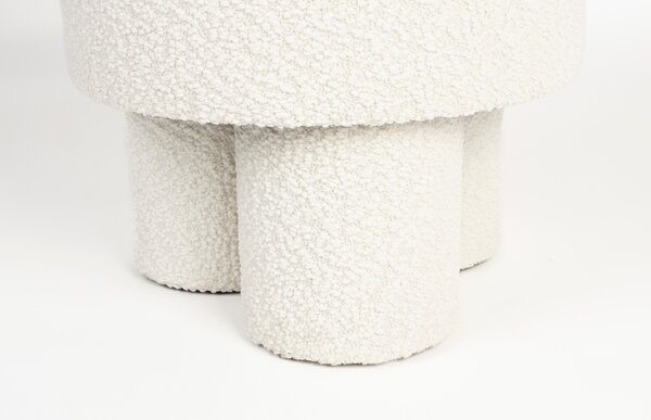 White Label Bílá bouclé stolička WLL MARCOS 44 cm