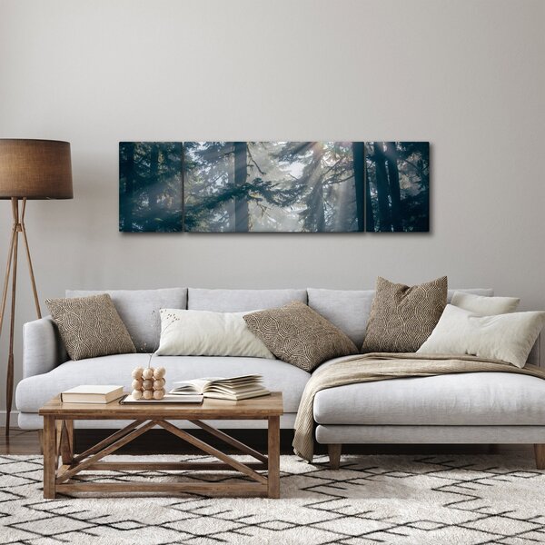 Obraz stromů s průsvitajícím sluncem (170x50 cm)