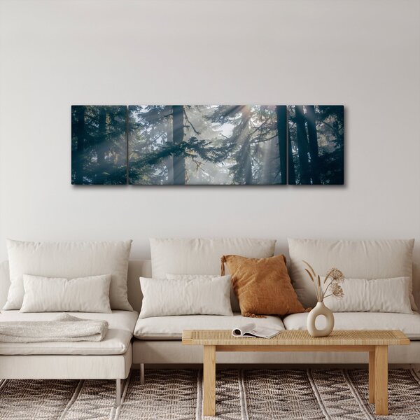 Obraz stromů s průsvitajícím sluncem (170x50 cm)