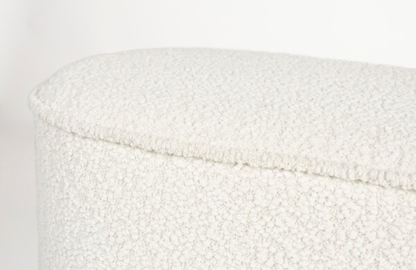 White Label Bílá bouclé lavice WLL MARCOS 93 cm