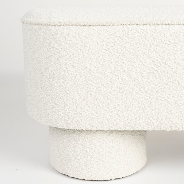 White Label Bílá bouclé lavice WLL MARCOS 93 cm