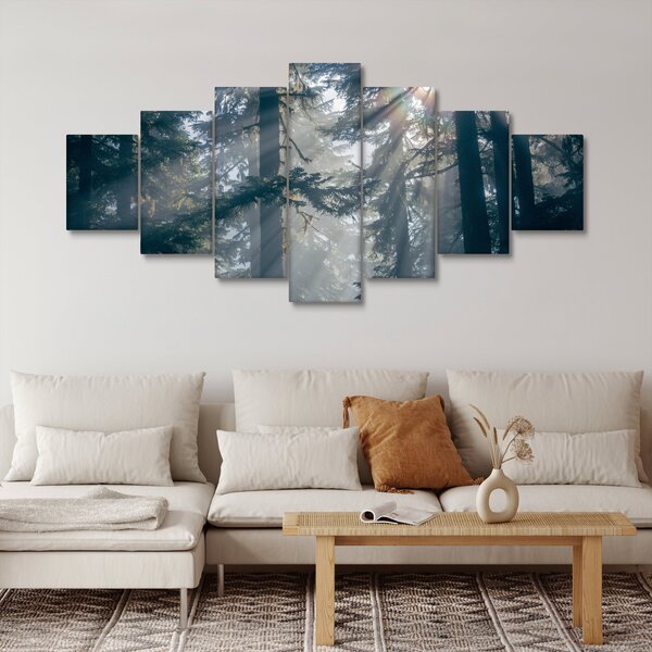 Obraz stromů s průsvitajícím sluncem (210x100 cm)