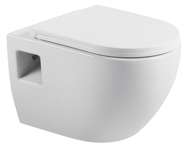 Erga Astrid, závěsná WC mísa 510x360x360mm, Rimless + toaletní sedátko s pomalým zavíráním, bílá, ERG-V03-ASTRID-RIM-WH