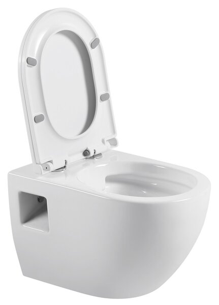 Erga Astrid, závěsná WC mísa 510x360x360mm, Rimless + toaletní sedátko s pomalým zavíráním, bílá, ERG-V03-ASTRID-RIM-WH