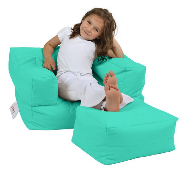 Atelier del Sofa Zahradní sedací vak Kids Single Seat Pouffe - Turquoise, Tyrkysová