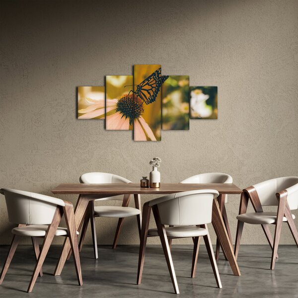 Obraz motýla na květině (125x70 cm)