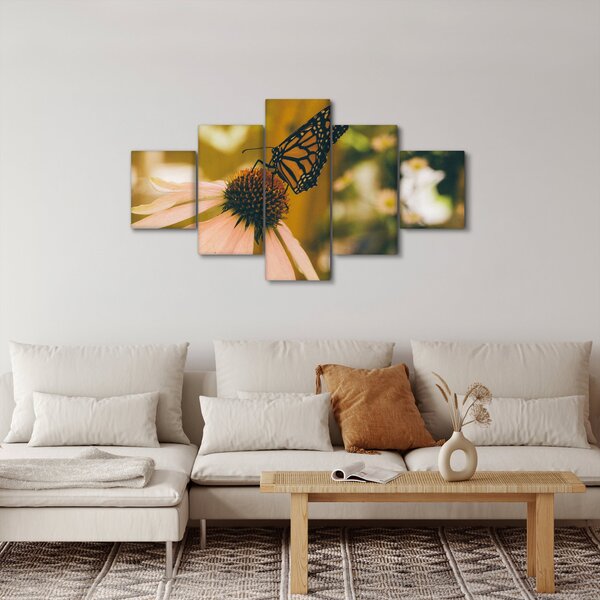 Obraz motýla na květině (125x70 cm)