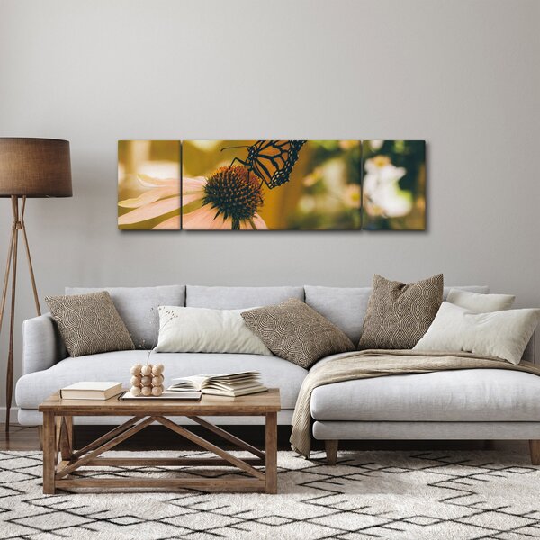 Obraz motýla na květině (170x50 cm)