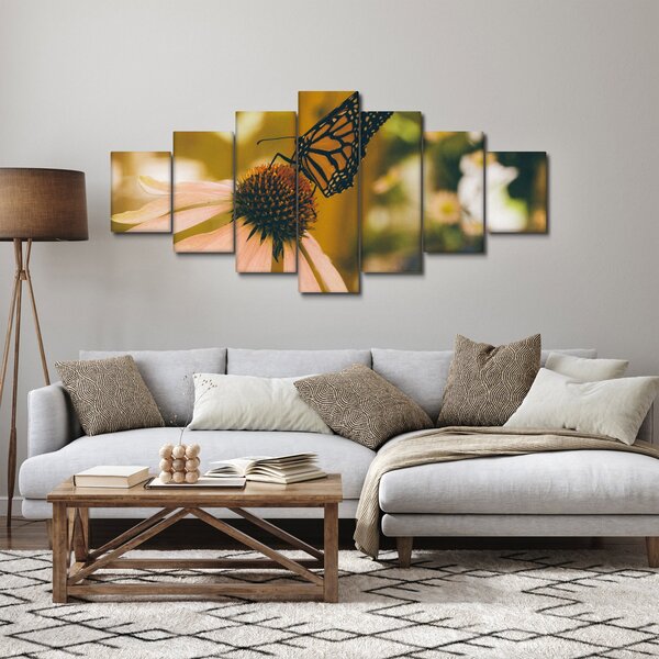 Obraz motýla na květině (210x100 cm)