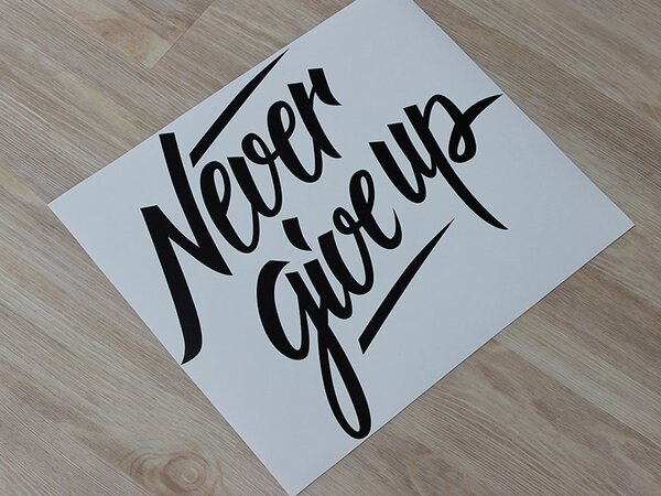 Never give up samolepka na zeď 50 x 41 cm