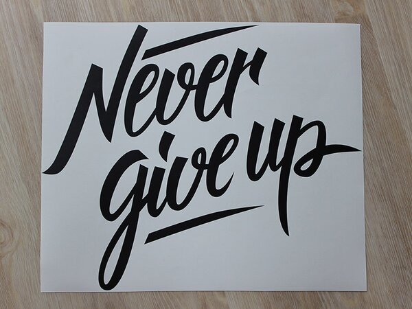 Never give up samolepka na zeď 50 x 41 cm