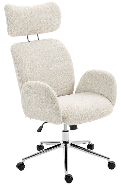 HOMCOM ergonomická kancelářská židle, otočná židle k psacímu stolu s nastavitelnou výškou, opěrkou hlavy, područkami a funkcí náklonu — světle šedá |