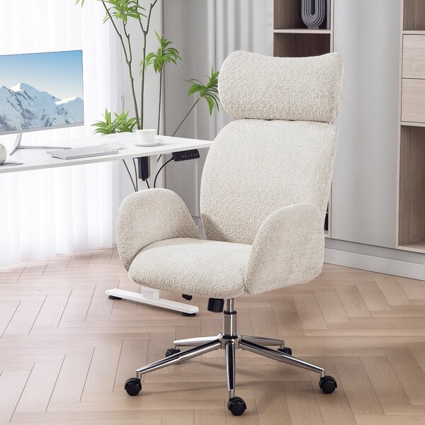 HOMCOM ergonomická kancelářská židle, otočná židle k psacímu stolu s nastavitelnou výškou, opěrkou hlavy, područkami a funkcí náklonu — světle šedá |