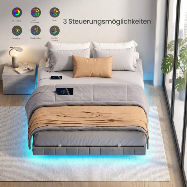 Manželská postel s LED podsvícením 160x200 cm RMBB35165G101