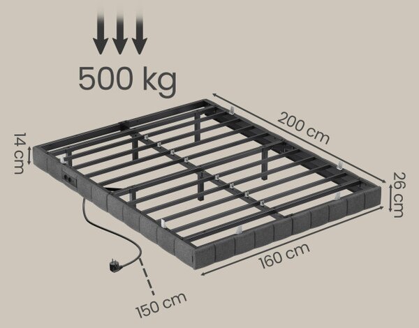Manželská postel s LED podsvícením 160x200 cm RMBB35165G101