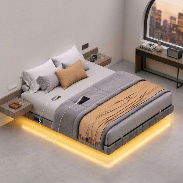 Manželská postel s LED podsvícením 140x200cm RMBB35164G101