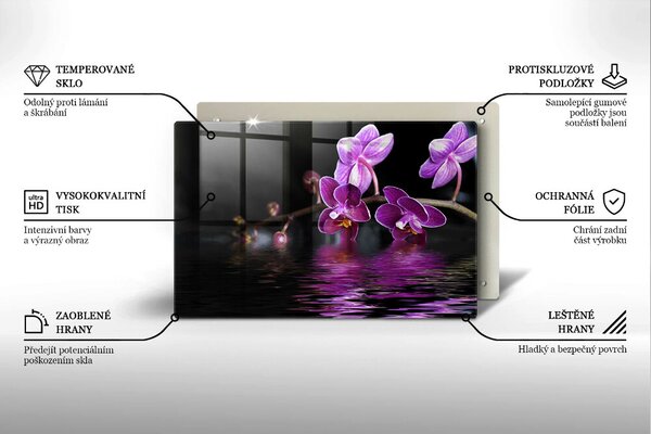 Skleněná deska do kuchyně Orchidejová zenová voda