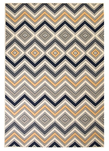 Moderní koberec se zigzag vzorem 80 x 150 cm hnědo-černo-modrý