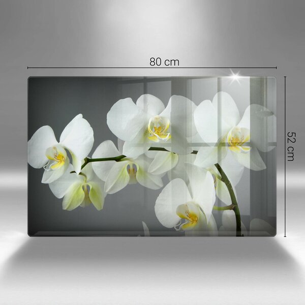 Skleněná deska do kuchyně Bílé květy orchidejí