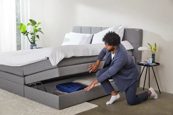 Kontinentální postel Emma Premium boxspring 200x180 (typ I), tm. šedá (sawana 21)