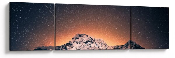 Obraz hvězdné oblohy s horami (170x50 cm)