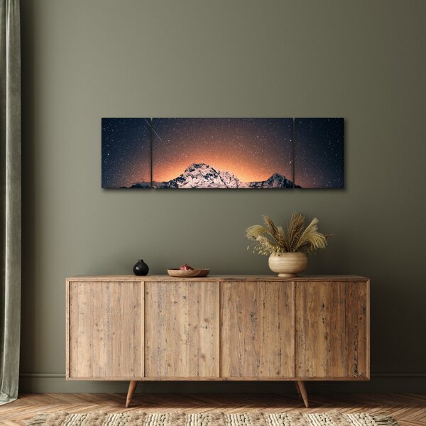 Obraz hvězdné oblohy s horami (170x50 cm)