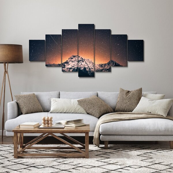 Obraz hvězdné oblohy s horami (210x100 cm)