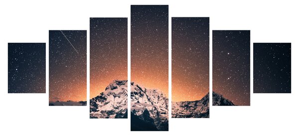 Obraz hvězdné oblohy s horami (210x100 cm)