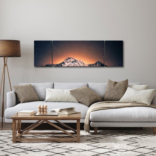 Obraz hvězdné oblohy s horami (170x50 cm)