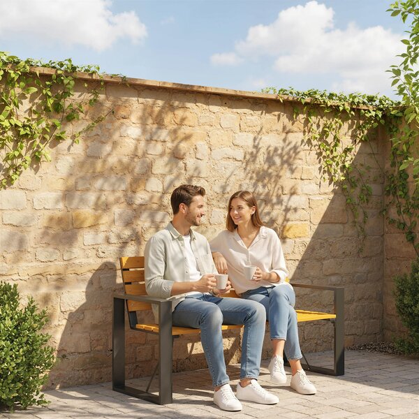 Outsunny 2místná zahradní lavice — 136 × 54 × 82 cm (přírodní dřevo) | Aosom