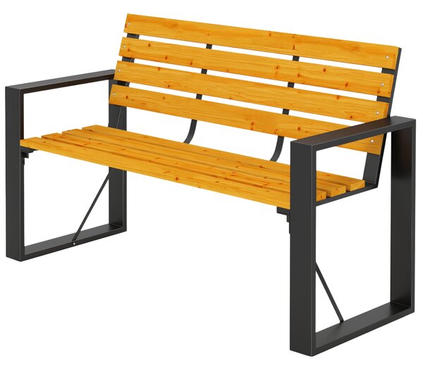 Outsunny 2místná zahradní lavice — 136 × 54 × 82 cm (přírodní dřevo) | Aosom