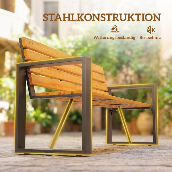 Outsunny 2místná zahradní lavice — 136 × 54 × 82 cm (přírodní dřevo) | Aosom