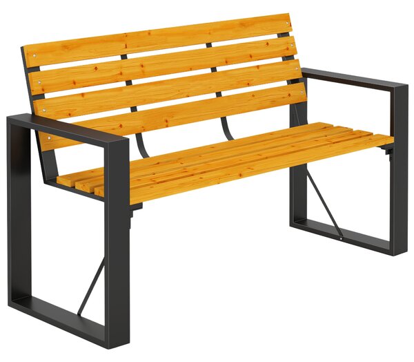 Outsunny 2místná zahradní lavice — 136 × 54 × 82 cm (přírodní dřevo) | Aosom
