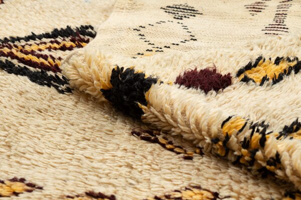 Ručně tkaný vlněný koberec BERBER BJ1005 Boujaad berber Boho, béžový / žlutý