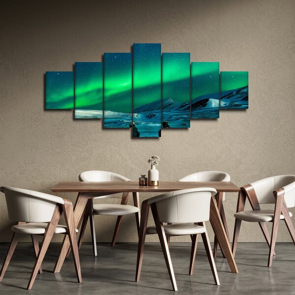 Obraz lidí u polární záře (210x100 cm)