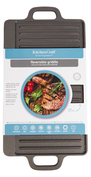 Grilovací pánev KitchenCraft 45 x 23 cm, žebrovaná litinová KCCIGRID