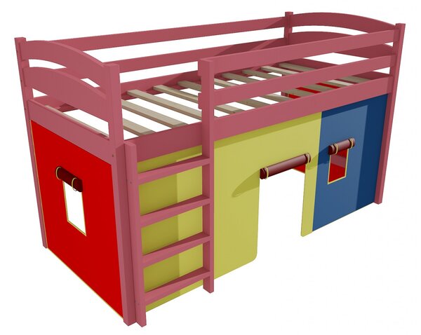 Patrová zvýšená postel ZP 001 (Barva dřeva: barva růžová, Rozměr: 90 x 190 cm)