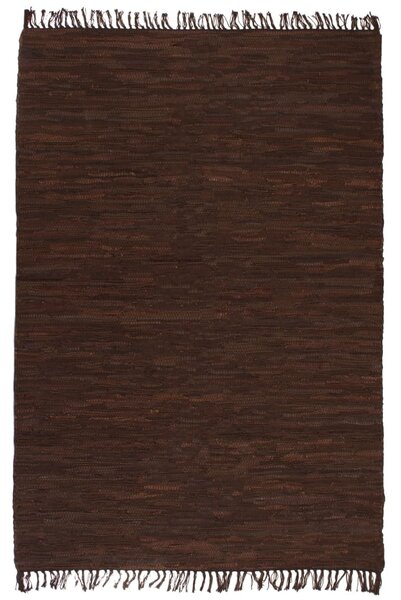 Ručně tkaný koberec Chindi kůže 160 x 230 cm hnědý