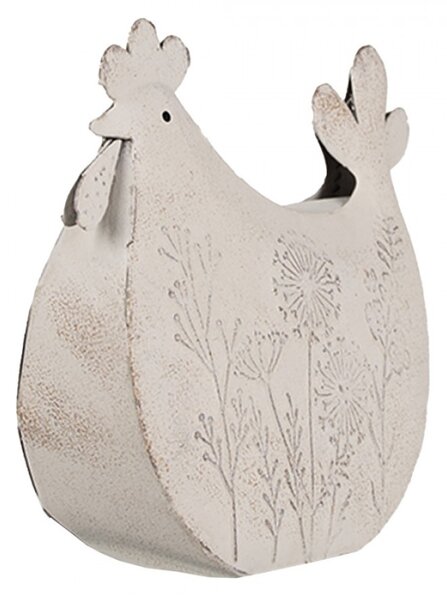 Figurka bílé slepičky s kytičkami – 15x6x14 cm
